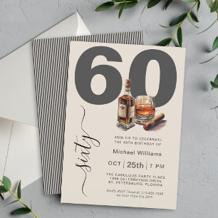 Whiskey en Sigaren Mannelijk 60e Verjaardagsfeest Kaart