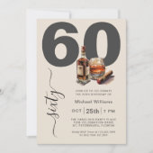 Whiskey en Sigaren Mannelijk 60e Verjaardagsfeest Kaart (Voorkant)
