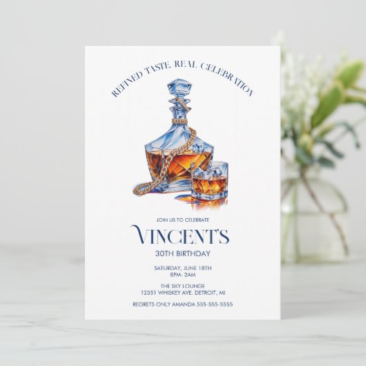 Whiskey & Gold Cuban-Link Chain Men’s Birthday Kaart (Staand voorkant)