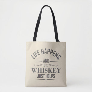 Whiskey helpt grappige drink alcoholische gezegden draagtas