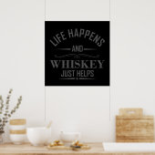Whiskey helpt grappige drinkende alcohol spreuken poster (Keuken)