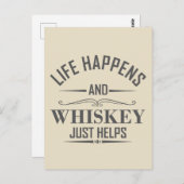 Whiskey helpt grappige drinkende alcoholspruchen briefkaart (Voorkant / Achterkant)