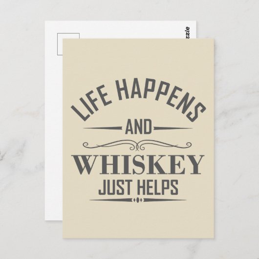 Whiskey helpt grappige drinkende alcoholspruchen briefkaart (Voorkant / Achterkant)