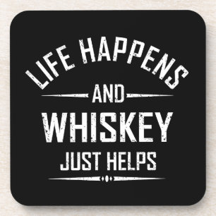 Whiskey helpt grappige quotes drink alcohol gezegd bier onderzetter