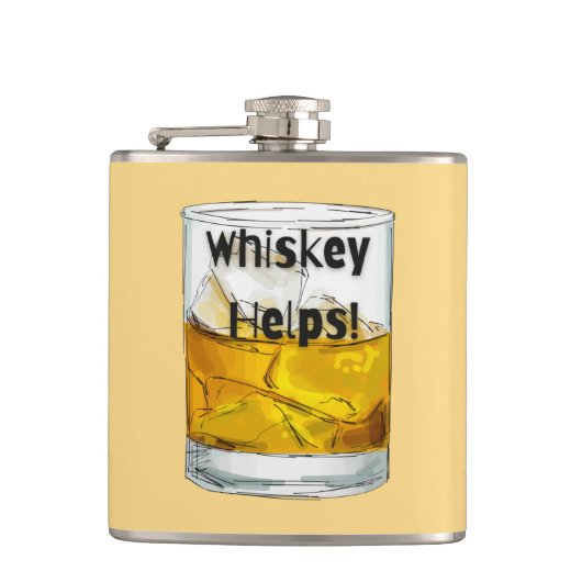 Whiskey helpt! heupfles (Voorkant)