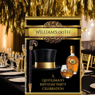 Whiskey Heren Elegant Goud Zwart Verjaardag Kaart
