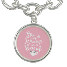 Whiskey in een theacup Charm Bracelet, zilver gepl