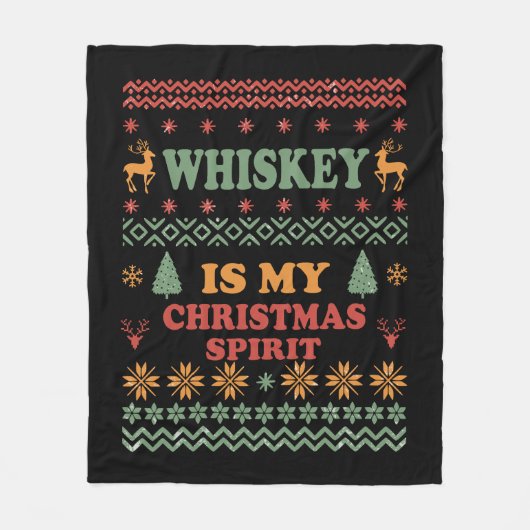 Whiskey is mijn kerst geest grappige lelijke trui fleece deken (Voorkant)