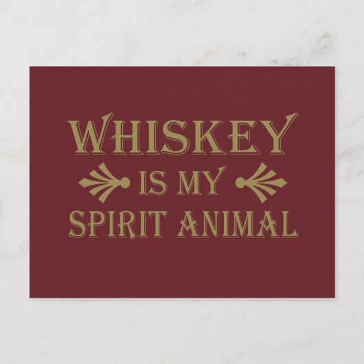Whiskey is mijn spirituele dier grappige alcohol g feestdagenkaart (Voorkant)