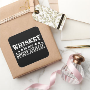 Whiskey is mijn spirituele dier grappige alcohol g vierkante sticker