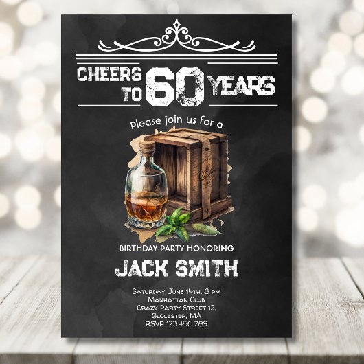 Whiskey pour les adultes anniversaire invitation