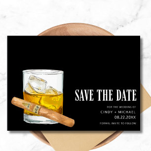 Whiskey sigaar foto bruiloft save the date