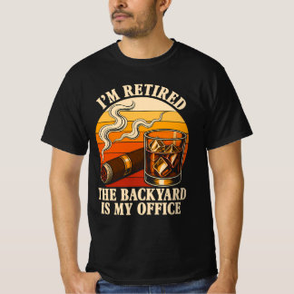 Whiskey sigaar pensioen humor vintage achtertuin t-shirt