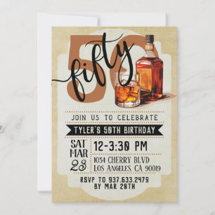 Whiskey & Sigaren 50ste verjaardagsuitnodiging Kaart