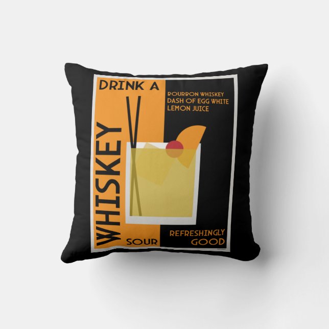 Whiskey Sour Cocktail Kussen (Achterkant)