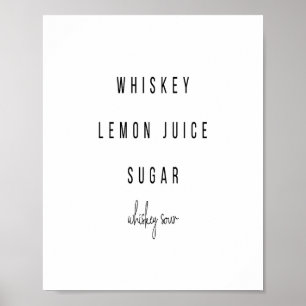 Whiskey Sour Cocktail Recipe Poster