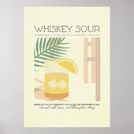 Whiskey Sour Recipe Minimalistic Pastel Poster