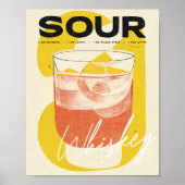 Whiskey Sour Retro Cocktail Poster Yellow Art (Voorkant)