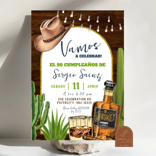 Whiskey Spanish Cowboy Birthday Invitation