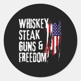 Whiskey Steak Pistolen en Freedom Cool Whiskey Vri Ronde Sticker