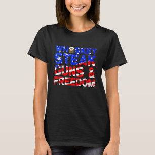 Whiskey steak Pistolen en Freedom Retro US Flag 4t T-shirt