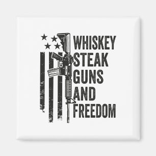 Whiskey Steak Pistolen en Vrijheid - Grappig Pisto Magneet