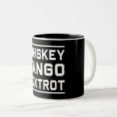 Whiskey Tango Foxtrot Tweekleurige Koffiemok (Voorkant rechts)