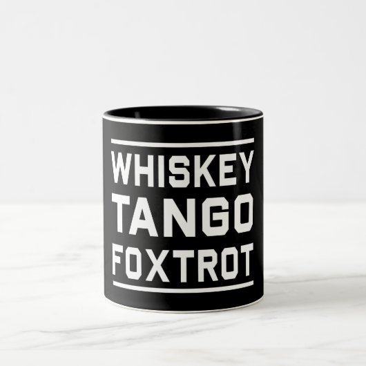 Whiskey Tango Foxtrot Tweekleurige Koffiemok (Center)