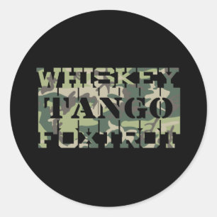 Whiskey Tango Foxtrot WTF Green Camouflage Ronde Sticker