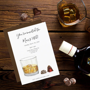 Whiskey Waterverf Chocolade Truffels Verjaardag Kaart