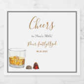 Whiskey Waterverf Chocolade Truffles Birthday Sparkling Wijnetiket (Enkel label)