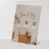 whisky | Boho Flowers | QR-code | Betaalteken Reclamebord Met Voetstuk