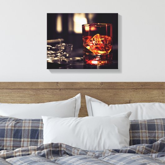 Whisky en sigaar canvas muurprint (Insitu (Slaapkamer))