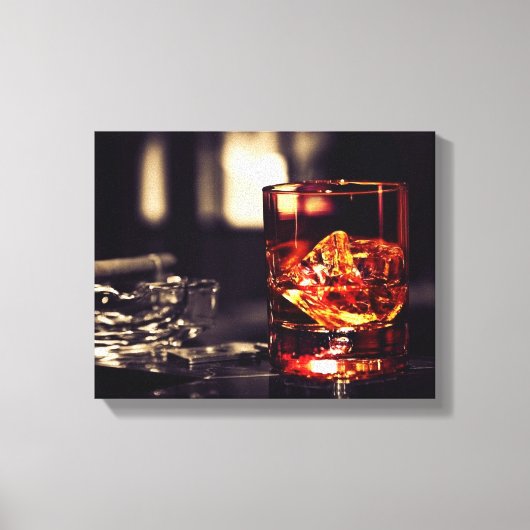 Whisky en sigaar canvas muurprint afdruk (Voorkant)