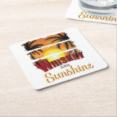 Whisky en zon, zomerzonsondergang vierkante kartonnen onderzetter (Schuin)