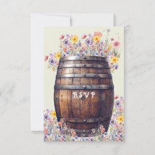 Whisky Vat Rustiek Hout Lente Bloemen RSVP Kaartje