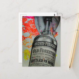 Whiskyfles Bloemstuk Gebotteld in Bond Collage Briefkaart