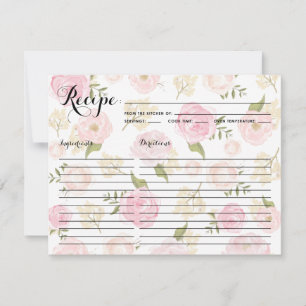 Whismical Watercolor Pioenrozen Patroon Receptkaar