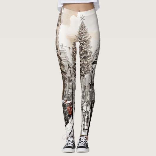 Whisper d'hiver : Leggings du boulevard neigeux (Devant)