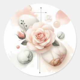 Whisper of a Roos - Een dromerige Waterverf Elegan Ronde Sticker