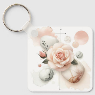 Whisper of a Roos - Een dromerige Waterverf Elegan Sleutelhanger
