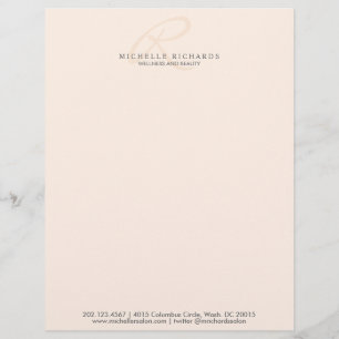 Whisper Pink Elegant Minimalist Monogram Briefhoofd Sjabloon