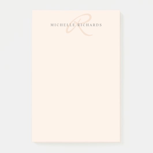 Whisper Pink Elegant Minimalist Monogram Post-it® Notes (Voorkant)