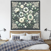 Whispered Clover Knotwork Garden Canvas Afdruk (Insitu (Slaapkamer))