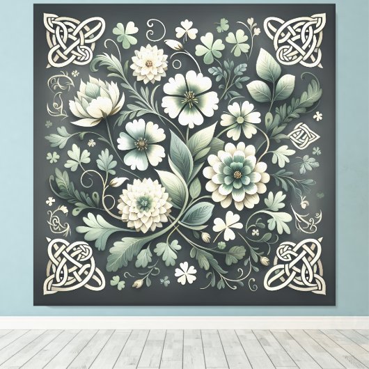Whispered Clover Knotwork Garden Canvas Afdruk (Insitu (Houten vloer))