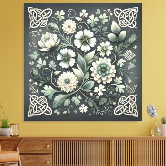 Whispered Clover Knotwork Garden Canvas Afdruk (Insitu (Woonkamer))