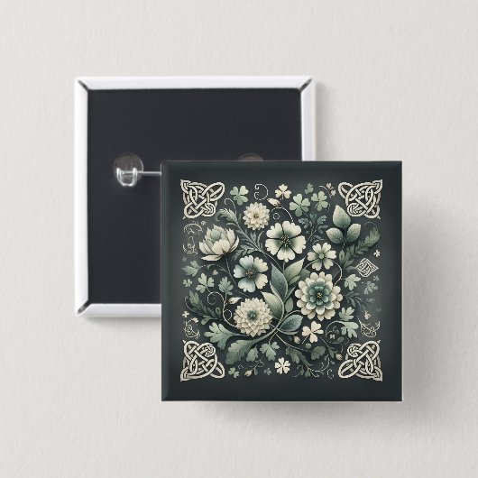 Whispered Clover Knotwork Garden Vierkante Button 5,1 Cm (Voorkant /achterkant)