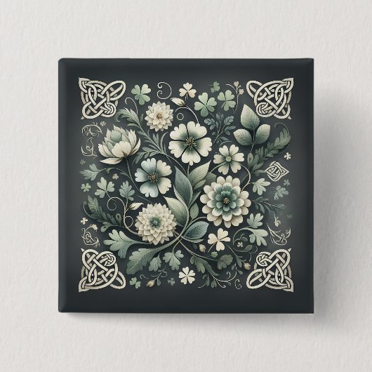 Whispered Clover Knotwork Garden Vierkante Button 5,1 Cm (Voorkant)