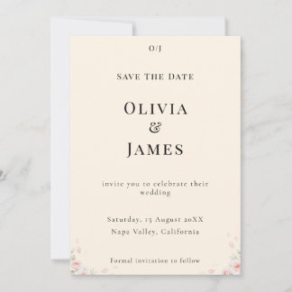 Whispered Petals Elegant Minimalist Save the Date