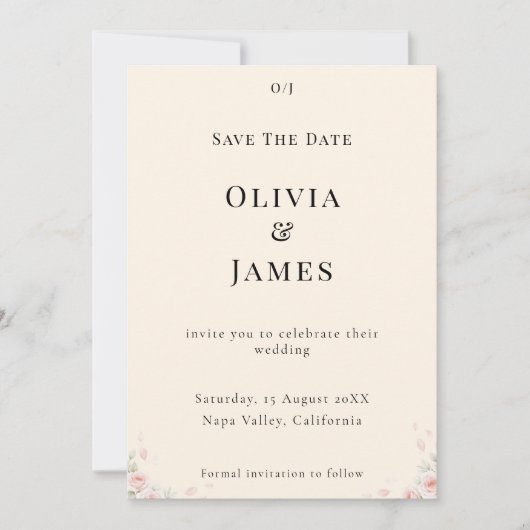 Whispered Petals Elegant Minimalist Save the Date (Voorkant)